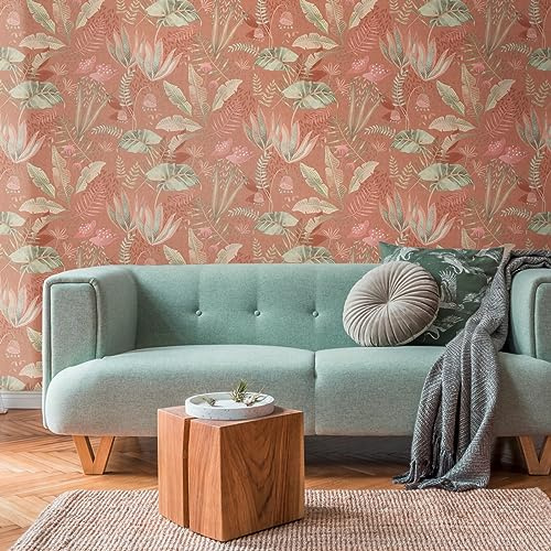 Livingwalls 393482 Papier peint intissé Motif floral Rouge/orange/vert/rose 10,05 m x 0,53 m Fabriqué en Allemagne