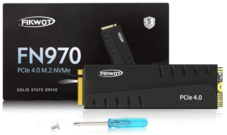 Fikwot FN970 4TB M.2 2280 PCIe Gen4 x4 NVMe 1.4 Internes Solid State Drive mit Kühlkörper – Bis zu 7400 MB/s, Konfigurierter DRAM Cache, Kompatible PS5 Interne SSD