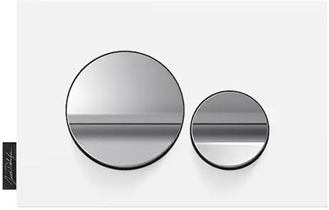 Jacob Delafon Plaque de Commande WC Blanc, Touches Rondes Chrome Mat | Compatible bâti-support Jacob Delafon. Installation ou rénovation