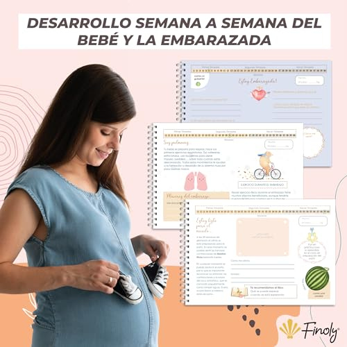 Finoly Diario Embarazo | Libro Embarazo Semana a Semana | Album Embarazo 9 Meses de Recuerdos | Agenda Embarazada Fotos Datos Pegatinas Consejos Ecografías (Español)