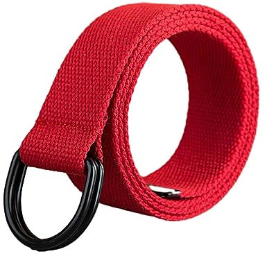 vreplrse Canvas Gürtel – einfache und modische Textur, praktische und schnelle Schnalle, Hosengürtel, Stoffgürtel, Schnallengürtel, Taillengürtel, rot 110cm