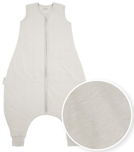 Meyco Baby Winter Sleeping Overall Jumper (sovsäck av 100% slubbad bomull, mjuk, andas, fuktreglerande, 2.0 TOG, storlek: 92 cm), Greige