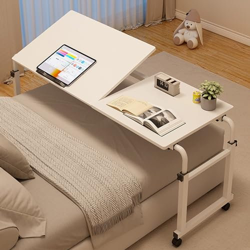 Generic Computertisch Höhenverstellbar, Beistelltisch mit Rollen, Nachttisch for Essen, Arbeiten Oder Lesen, Mobiler Computertisch, Schreibtischhöhe in 5 Stufen Verstellbar
