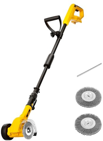Mellif Electric Crack Weed Sweeper Compatible with Dewalt 18V Battery(Not Included),Cordless Grout Cleaner/Patio Cleaner with1200 RPM&Wire/Nylon Brush,Weed Removal Clears Driveways, Paths, Patios