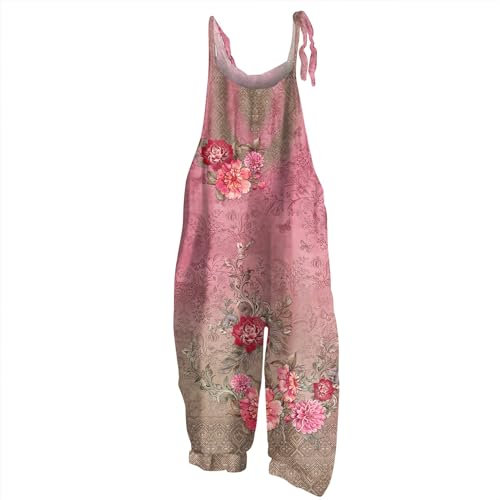 RMBLYfeiye Arbeitsoverall Damen Overall Sommer Leinen Hosenanzug Harem Pants Yoga Jumpsuit
