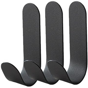 3 Pièces Crochet Adhesif Mural, Crochet Adhésif en Acier Inoxydable, Accroche Serviette Salle de Bain, Pas de Perçage Nécessaire, Crochets Adhesifs Muraux Convient Pour Mur, Cuisine, Porte (Noir)