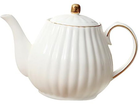 PHENOFICE Théière En Céramique Blanche Porte-café 800 Ml Poignée Pratique Service à Thé Pour Maison Bureau Et Après-midi Tea Set