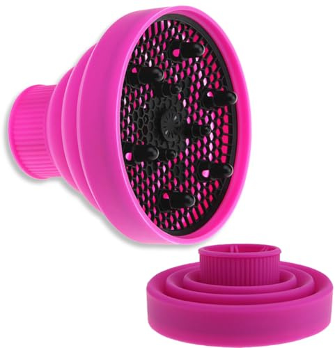 Dryer Diffuser for Curly Hair, Foldable Silicone Styling Hood with Large Nozzle, Easy to Clean Extendable Cap - 2 Pack Portable Styling Tool