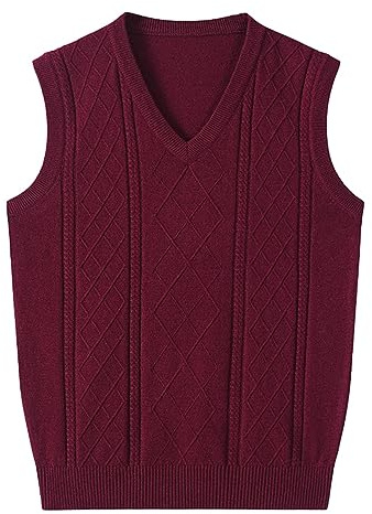 SRZYMJ Herren Pullunder V-Ausschnitt Strickweste Elegant Ärmellos Pullover Regular Fit Freizeit Business West Zopfmuster für Männer Lauf Tank Top Herren Mit Stehkragen Winterweste Stitch Pulli Damen