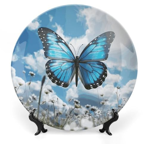 JTKBNVM Assiettes décoratives en porcelaine anglaise de 25,7 cm avec support de présentation - Ornement en céramique faite à la main pour la maison et le bureau