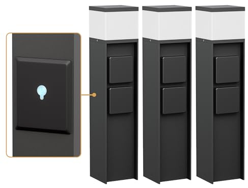 ledscom.de 3x Pollerleuchte PODEL für außen, Smart Home, 39cm, schwarz, 2 Steckdosen, inkl. G9 Leuchtmittel, 596lm, weiß
