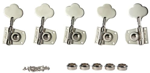 Cloverleaf Stimmwirbel für Bassgitarre, 5 Saiten, Bass-Stimmmechanik, Pegs für American Standard/Highway One Series JB Jazz Bass/PB Precision Bass Nickel 4R1L