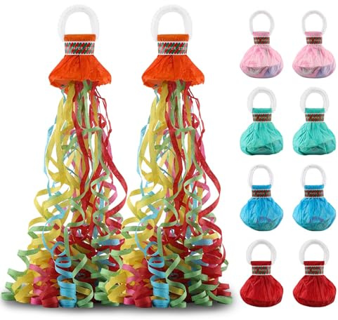 ktxaby 10 Stück Handwerfende Luftschlangen Mehrfarbig Party Streamer Konfetti Bänder für Geburtstag Hochzeit Weihnachten Karneval Abschlussfeier（5 Farben）