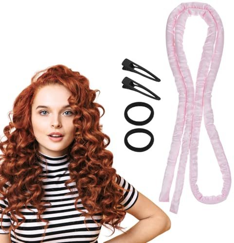 AOZUO Heatless Curling Rod Headband, Heatless Hair Curler Heatless Curls Overnight for Short Long Hair No Heat Overnight Curls with Thin Curlers to Sleep In for Short Hair(Pink)
