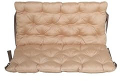 Ambientehome 2er Bankauflage mit Rückenteil Sitz und Rückenkissen mit Bänder ca. 120x98 cm Polsterauflage beige
