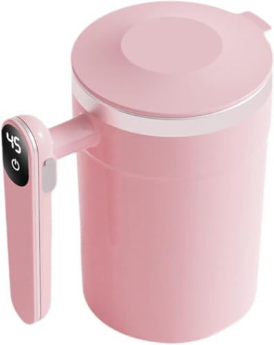 sporful Stirring Mug Self Mixing Tumbler Easy to Clean Electric Mixer Mug Coffee Automatic Magnetic Stirring Cup for Office Home and Travel (Pink)