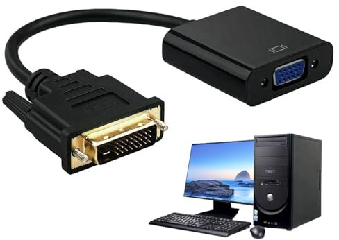 Xinhuju DVI-D VGA,Adaptateur 1080P HD DVI Mâle VGA Femelle - Convertisseur DVI-D 24+1 Ports Pour Ordinateur de bureau, PC, Moniteur, Projecteur, Ordinateur Portable