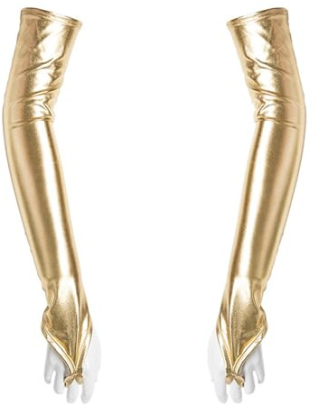 Wisebom Gants Longs Femme Gant de Mariage pour Mariée Satin Femme Gants de Robe Année 1920 Style Classique pour Festival Costumée Danse Soirée (Or)