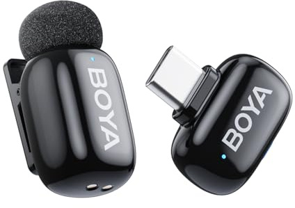 BOYA mini Mikrofon für iPhone Android Handy, 5g Ultraleicht, Lavalier Mikrofon Kabellos mit USB-C, AI-Sprachmodulator, 3-Stufen-Rauschunterdrückung, Streaming Ansteckmikrofon für Interview