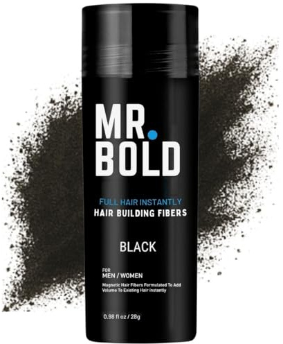 Hair Fibres BLACK for Thinning Hair, Natural Keratin Hair Fibres for men & Women for Instant Result, Concealer for Thicker, Fuller Hair, Undetectable & Secure, Premium Long-Lasting Hold (28g)