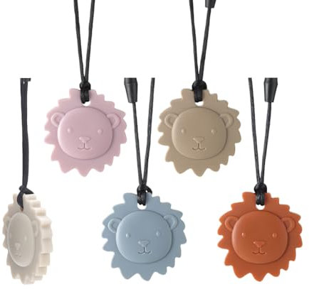 RUIOMII 5 Stück Kaukette Kinder Adhs, Löwe BeißKette für Kinder Adhs, Kaukette