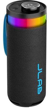 JLab Go Party Enceinte Bluetooth Portable avec +16H d'autonomie - Enceinte sans Fil 10W pour l'Extérieur et Voyage avec Lumières RGB, Enceintes Résistantes IP56, Noir