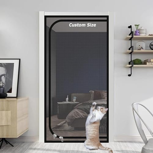 XXIUDEE Custom Size Pet Protection Screen Door Cat Proof Screen Mesh | Custom Size, Self Adhesive, Easy to Install, Balcony Bedroom Net, Fly Screen Mosquito Net for Living Room Kitchen Patio