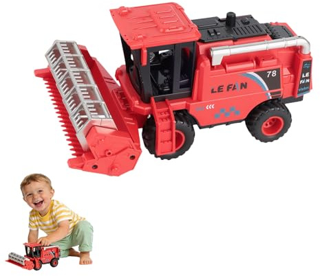 YELKOEYN Combine Harvester Toys - Realistic Combination Harvester Model, Harvester Pretend Toy, Simulating Wheat Cutting Scenes & Movable Farm Toys for Boys Girls Kids (Red)