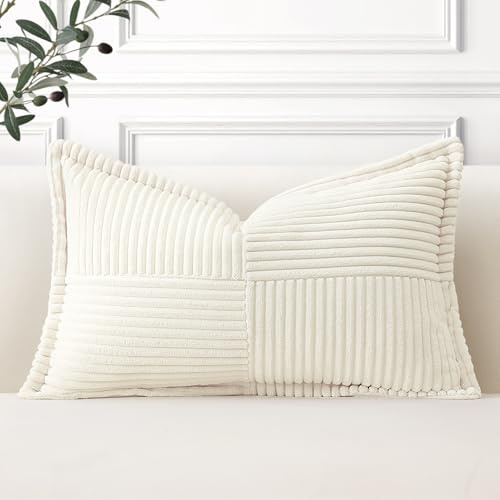 Artscope Ein Cord Kissenbezug Kordsamt Kissenhülle Zierkissenbezug 30x50 cm Dekokissen Sofakissen Couchkissen Dekorative Weiche Kissen für Sofa Wohnzimmer Zuhause Schlafzimmer, Creme Beige
