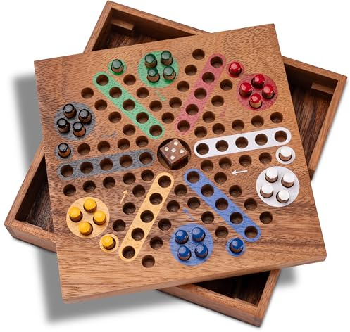 LOGOPLAY Ludobox för 2 till 6 spelare – resevariant – tärningsspel av trä