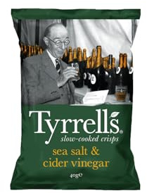 Patatas fritas con sal marina y vinagre de sidra TYRRELLS - 18 paquetes de 40 g