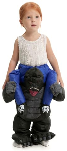 Inflatable Gorilla Costume Toddler Boys Girls, Blow up Ride on Animal Cosplay Kids, Riding Halloween Rider Clothes Child 012345T Black