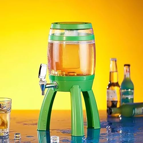 Dispensador de Cerveza Torre de Cerveza Transparente con Grifo y Soporte, Dispensador de Bebidas Tipo Torre de Mimosa Brillante para Fiestas, Contenedor de Bebidas Desmontable(Green)