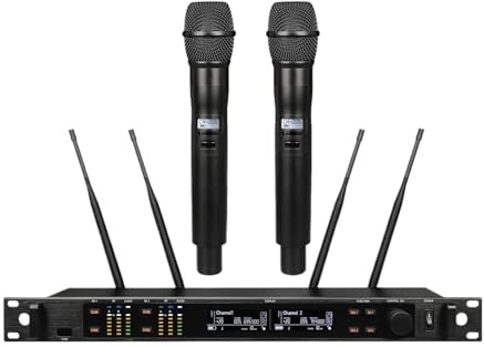 TRDEWR Microfono Wireless Professionale Radio 500/600/900 MHz AD-KSM9 Dinamico A Mano Doppio Vocale Chiesa Matrimonio Compatibilità Universale(KSM9 500Mhz)