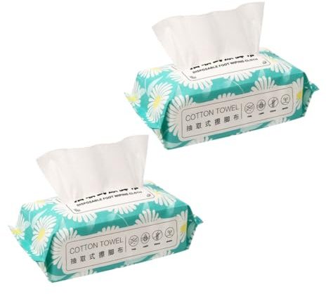 KONTONTY Einweg Fußreinigungstücher Weiß 2 Beutel aus Zellstoff Geeignet 70 Stück pro Packung Saugfähig und Vielseitig für Spa und Fußpflege