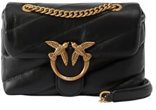Pinko Love Baby Puff C Sheep Nappa, Borsa Donna, Z99Q Nero-Antique Gold, U