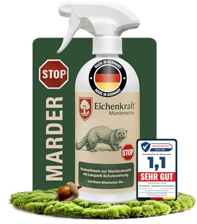 Marderspray Auto Marderabwehr Marderschreck Motorraum Dachboden 500 ml | Geruchsbasierte Tierabwehr mit Langzeitwirkung, für Garage, Carport, Keller, Gartenhaus, Hof & Einfahrt, gefährdete