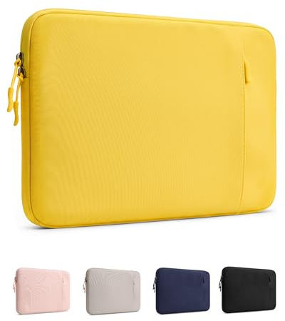 ProCase Funda para MacBook Neo 13 Pulgadas 2026 (A3404 A18 Pro), Bolsa Resistente con Forro Suave y Bolsillo Delantero para Lápiz y Cargador - Amarillo Limón