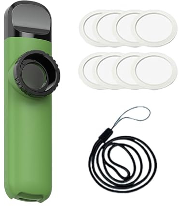 TUXCAXI Kazoo musicale professionale Essential Vibe Kazoo Flauto con tono regolabile per chitarra, ukulele, pianoforte, tastiera e molti altri strumenti X1 con cinque diaframmi , Verde , 10.8x2.5x2 cm