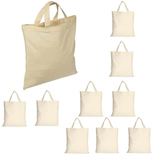 noTrash2003 10 Baumwolltaschen umweltfreundliche Einkaufstaschen mit 2 kurzen Henkeln im Format 38 x 42 cm naturfarben