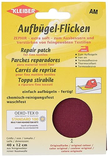 Kleiber + Co. Aufbügel-Flicken Zephir, weinrot, ca. 40 cm x 12 cm, 320-15
