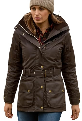 Game Technical Apparel Womens Cantrell Antique Waxed Cotton Jacket with Lightly Padded Tartan Lining