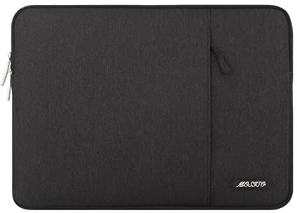 MOSISO Laptop Hülle Tasche 13 Zoll, 13 Zoll Laptoptasche Kratzfest | Ultraleicht, Ultradünn Polyester Vertikale Laptophülle mit Fronttasche für 13 MacBook Air 13/Neo/Pro, Schwarz