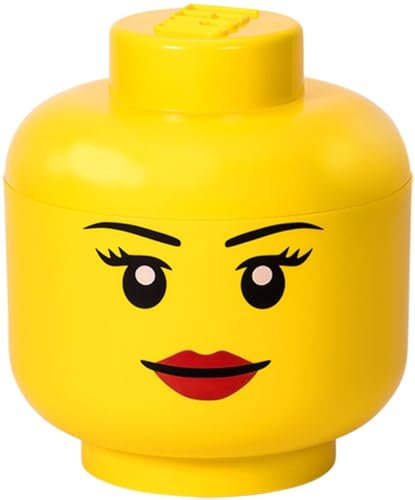 LEGO STORAGE HEAD (LARGE) - GIRL - Polypropylene Storage Box with Lid for Kids' Toy Storage, Stackable Organizer, and Fun Storage Solution for LEGO Enthusiasts and Beyond