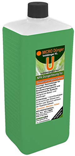 Micro+U Universal-Dünger XL 1 Liter für Düngerbeimischgeräte Bewässerungssysteme Hydroponisch HIGH-TECH NPK Volldünger