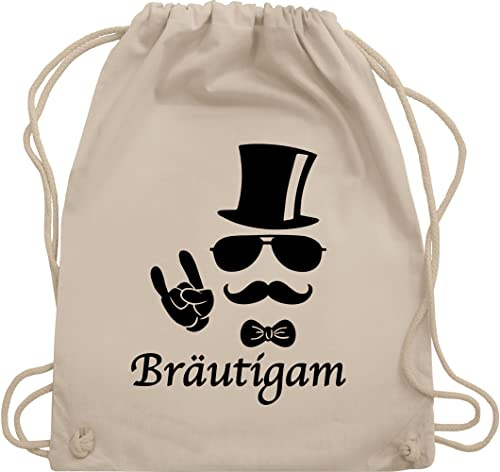Shirtracer Turnbeutel Rucksack - JGA Junggesellenabschied Männer - Bräutigam Hipster - Unisize - Naturweiß - polter rucksäcke jungesellenabschied groom beutel outfit jungesselnabschied braeutigam