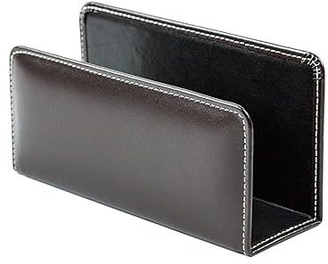 DELMON VARONE - Briefständer aus Cambridge Top Grain Leder braun, Dokumentenablage zur Aufbewahrung von Briefe, Dokumente und Prospekte, Organizer für Schreibtisch und Büro mit Metalleinlage