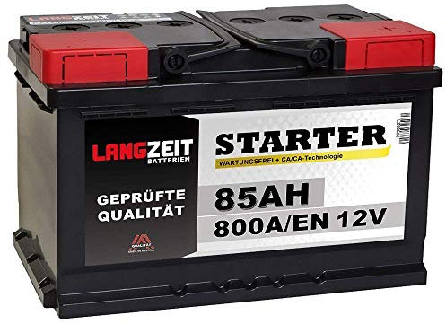 LANGZEIT STARTER Serie 12V 77Ah - 85Ah Autobatterie Starterbatterie, KFZ PKW Batterie (85Ah)