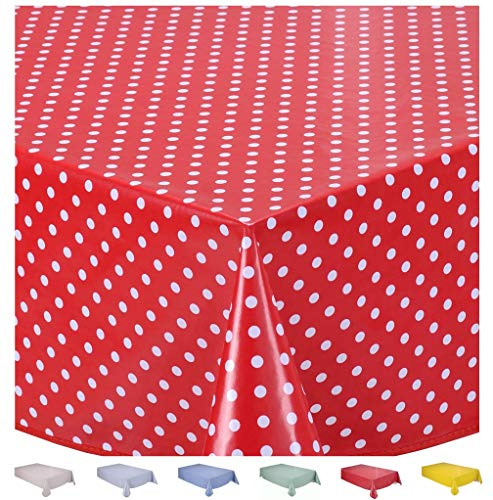Home Direct Wachstuch Tischdecke Abwaschbar Eckig 140 x 240 cm Kleine Tupfen Rot