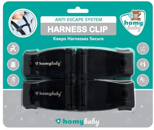 HOMYBABY® Babyschutz - Brustclip für Babys - Gurtverlängerung - Abschnallschutz Kinder - Verhindert dass das Kind den Gurt aufmacht - Anti-Ausbruch-Clip-System für Hochstuhl und Kinderwagen
